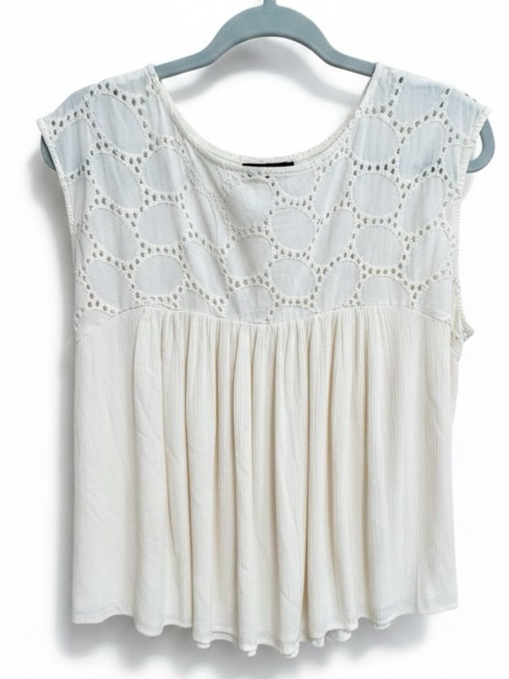 Liverpool Cream Eyelet Yoke Pleated Tank